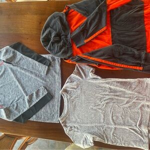 Gray and Orange Long Sleeve Tees for Casual Wear